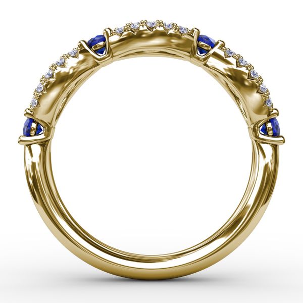 Sapphire and Diamond Scalloped Ring  Image 3 Castle Couture Fine Jewelry Manalapan, NJ