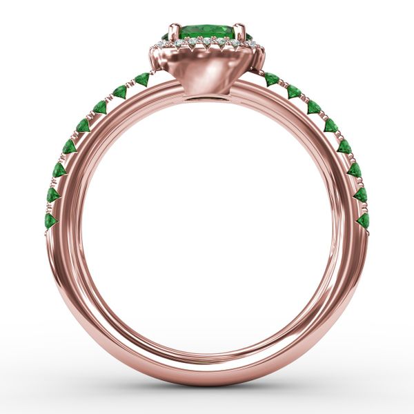 Double Row Oval Emerald and Diamond Ring Image 3 John Herold Jewelers Randolph, NJ