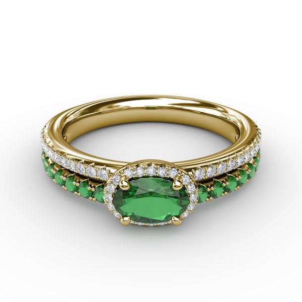 Double Row Oval Emerald and Diamond Ring Castle Couture Fine Jewelry Manalapan, NJ