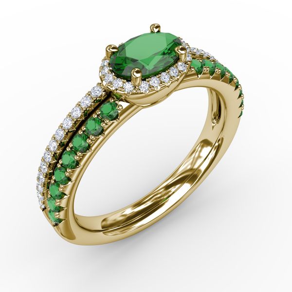 Double Row Oval Emerald and Diamond Ring Image 2 Perry's Emporium Wilmington, NC