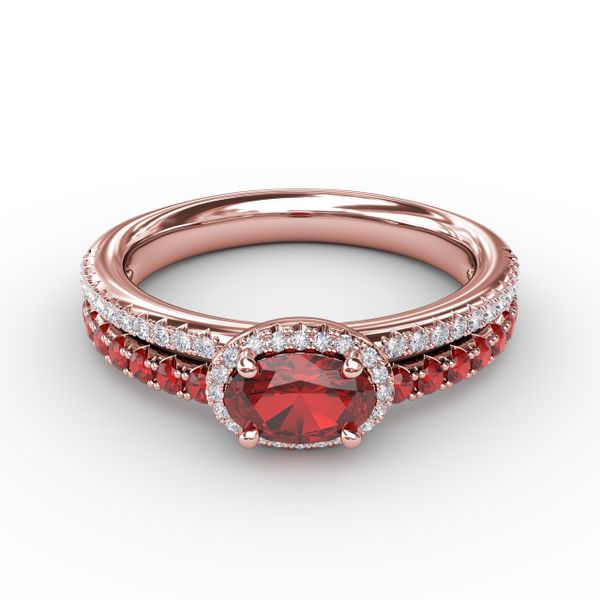 Double Row Oval Ruby and Diamond Ring J. Thomas Jewelers Rochester Hills, MI