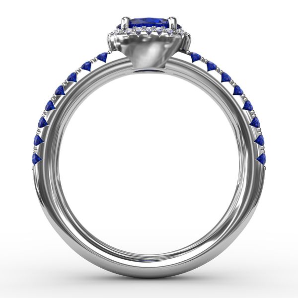 Double Row Oval Sapphire and Diamond Ring Image 3 Cornell's Jewelers Rochester, NY