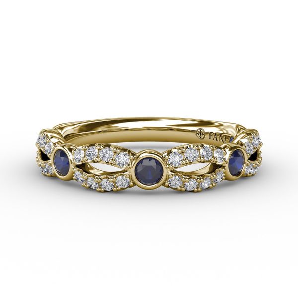 Scalloped Ring with Diamonds and Sapphires Selman's Jewelers-Gemologist McComb, MS