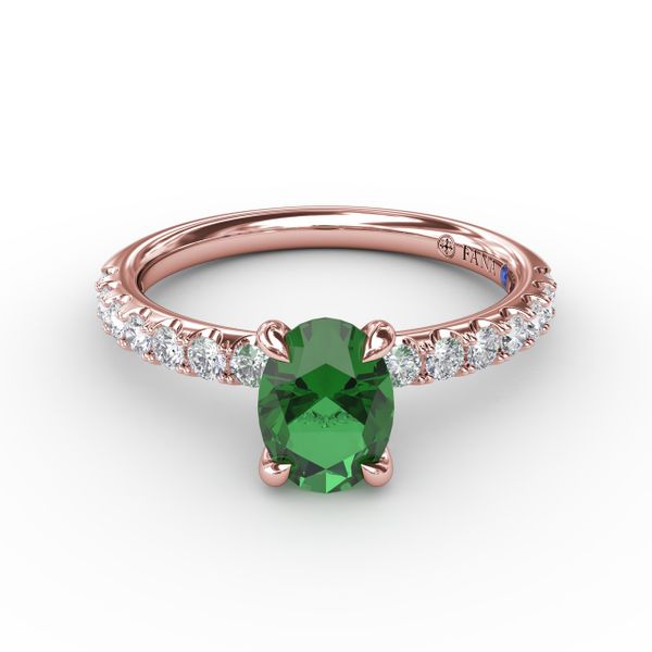 Striking Solitaire Emerald And Diamond Ring  S. Lennon & Co Jewelers New Hartford, NY