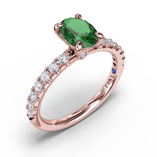 Striking Solitaire Emerald And Diamond Ring  Image 2 Cornell's Jewelers Rochester, NY