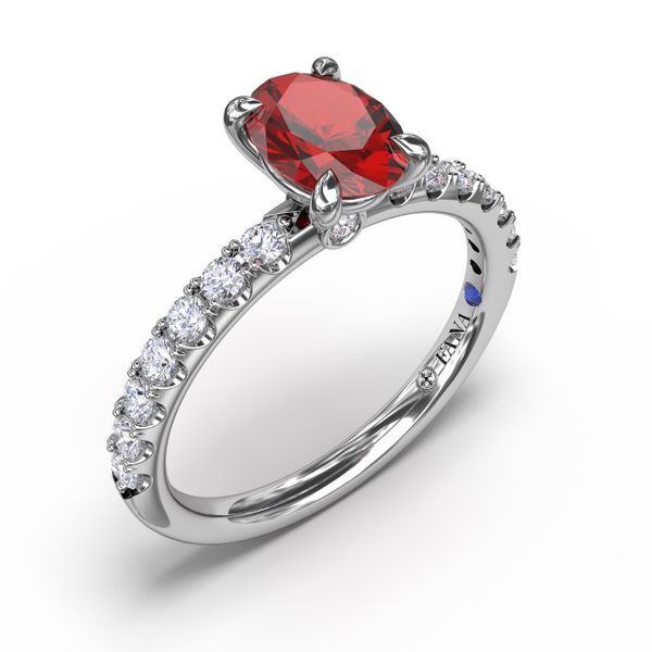 Striking Solitaire Ruby And Diamond Ring  Image 2 S. Lennon & Co Jewelers New Hartford, NY