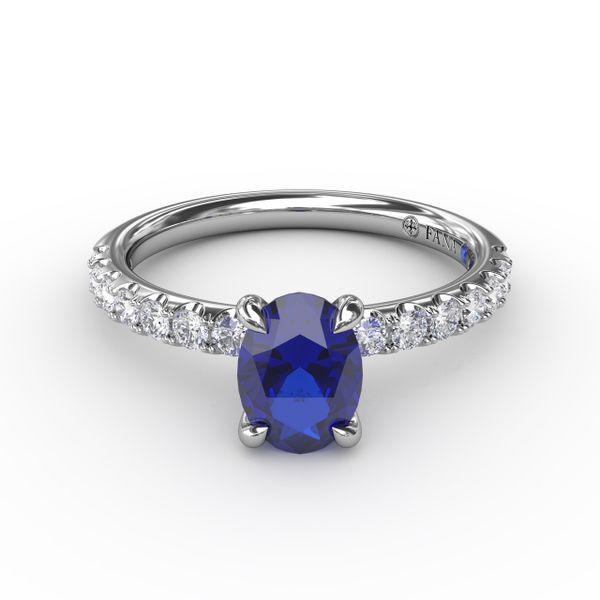 Striking Solitaire Sapphire And Diamond Ring  Perry's Emporium Wilmington, NC