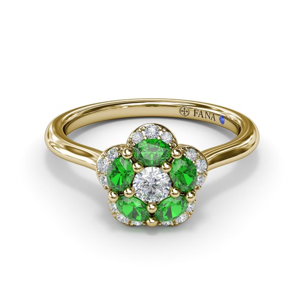 Floral Emerald and Diamond Ring Harris Jeweler Troy, OH