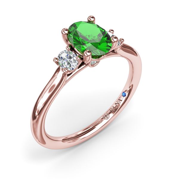 Three Stone Emerald and Diamond Ring Image 2 John Herold Jewelers Randolph, NJ