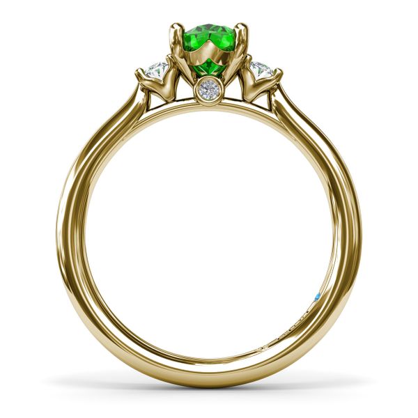 Three Stone Emerald and Diamond Ring Image 3 Perry's Emporium Wilmington, NC