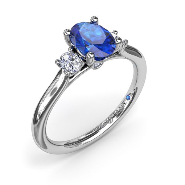 Three Stone Sapphire and Diamond Ring Image 2 Lake Oswego Jewelers Lake Oswego, OR