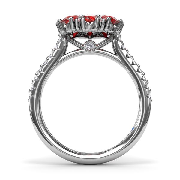 Ruby and Diamond Cluster Flower Ring Image 3 Orloff Jewelers Fresno, CA