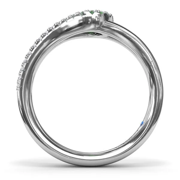 Split Emerald and Diamond Wrap Ring Image 3 Orloff Jewelers Fresno, CA