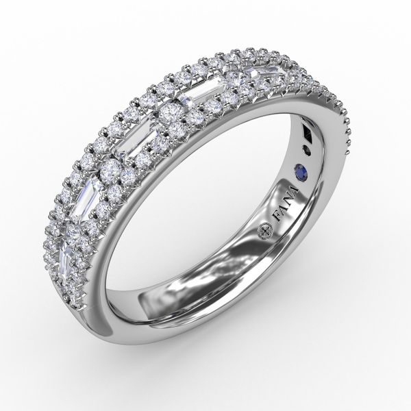 Triple-Row Baguette and Round Diamond Band The Diamond Center Claremont, CA