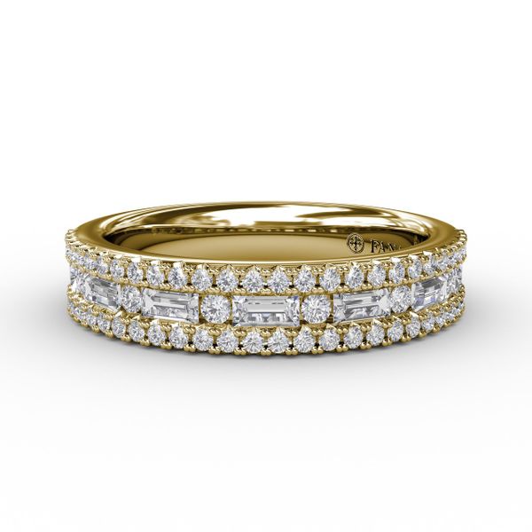Triple-Row Baguette and Round Diamond Band Image 2 LeeBrant Jewelry & Watch Co Sandy Springs, GA
