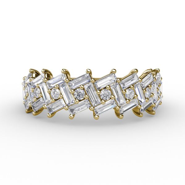 Baguette & Round Diamond Cluster Band Image 2 Milano Jewelers Pembroke Pines, FL