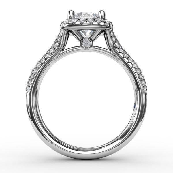 Cushion Halo Engagement Ring  Image 2 Cornell's Jewelers Rochester, NY