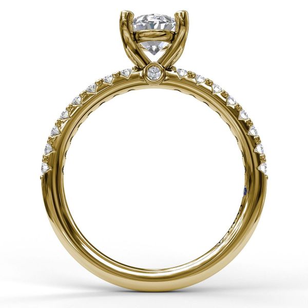Classic Single Row Engagement ring with an Oval Center Diamond. Image 2 John Herold Jewelers Randolph, NJ