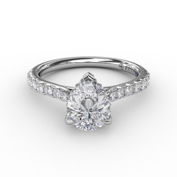 Classic Pear Shape Engagement Ring with a Subtle Diamond Splash Image 3 John Herold Jewelers Randolph, NJ