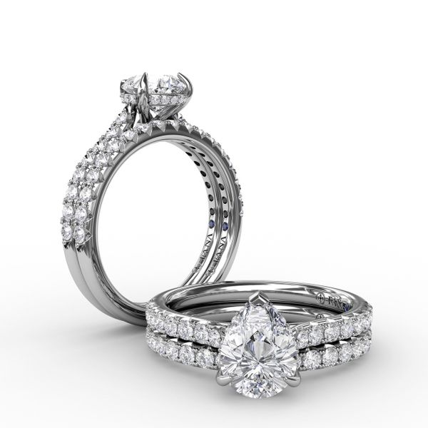 Classic Pear Shape Engagement Ring with a Subtle Diamond Splash Image 4 John Herold Jewelers Randolph, NJ