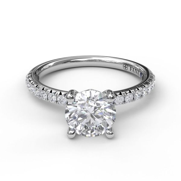Petite Round Cut Solitaire With Pave Shank Image 3 The Diamond Center Claremont, CA