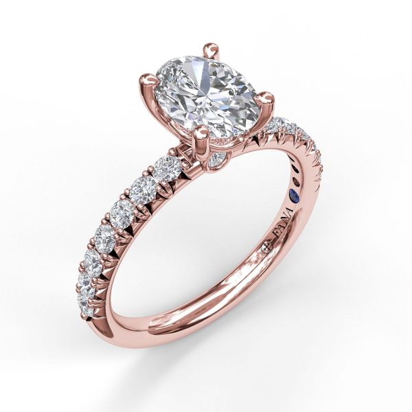 Oval Cut Solitaire With French Cut Pave Almassian Jewelers, LLC Grand Rapids, MI