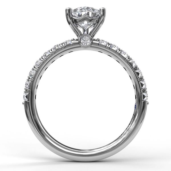Pear Shape Solitaire With French Cut Pave Image 2 S. Lennon & Co Jewelers New Hartford, NY