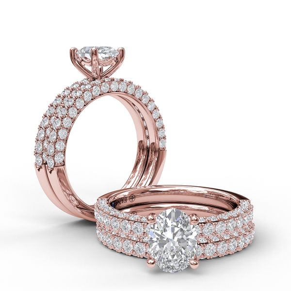 Diamond-Encrusted Engagement Ring with Oval Center Stone Image 4 John Herold Jewelers Randolph, NJ