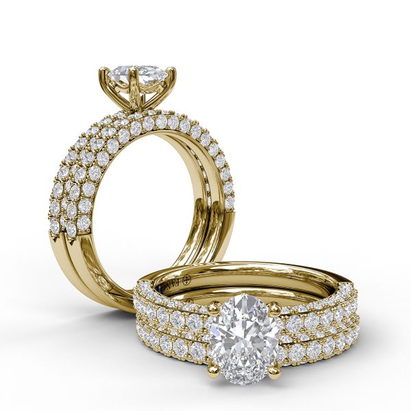 Diamond-Encrusted Engagement Ring with Oval Center Stone Image 4 Parris Jewelers Hattiesburg, MS