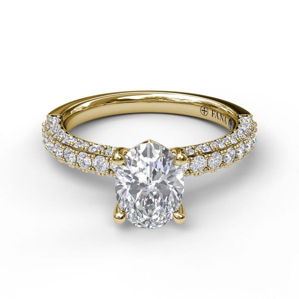 Diamond-Encrusted Engagement Ring with Oval Center Stone Image 3 S. Lennon & Co Jewelers New Hartford, NY