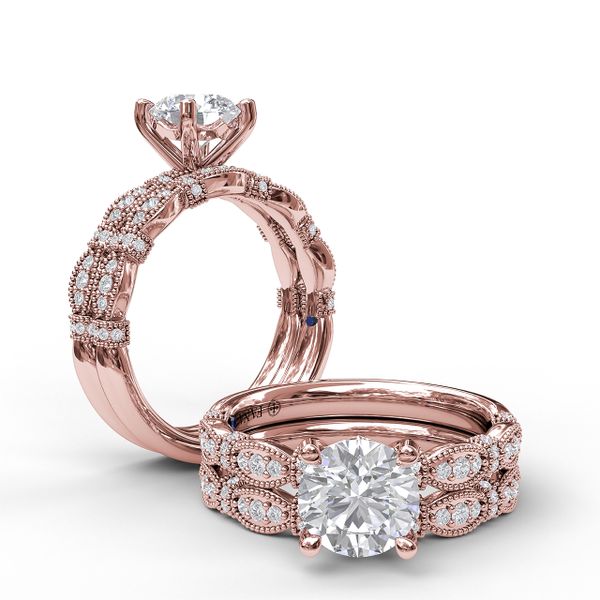 Classic Diamond Engagement Ring with Detailed Milgrain Band Image 4 Almassian Jewelers, LLC Grand Rapids, MI