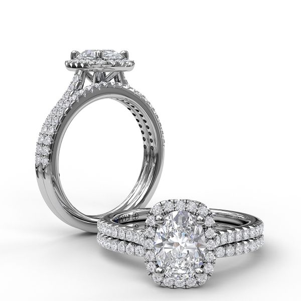 Oval Center Diamond With Cushion Halo Engagement Ring Image 4 Parris Jewelers Hattiesburg, MS