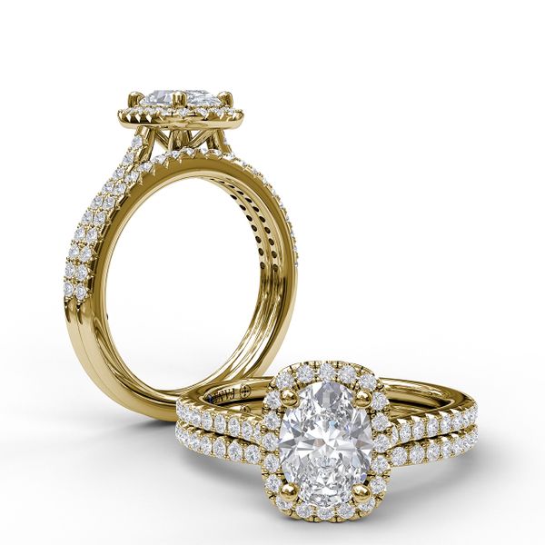 Oval Center Diamond With Cushion Halo Engagement Ring Image 4 John Herold Jewelers Randolph, NJ