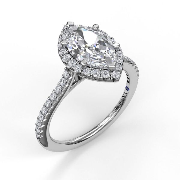 Marquise Diamond With Halo Engagement Ring S. Lennon & Co Jewelers New Hartford, NY