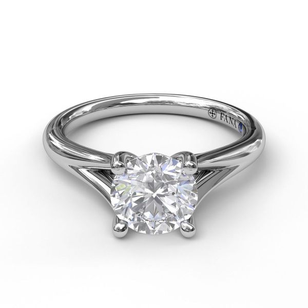 Round Cut Solitaire With Delicate Split Band Image 3 Parris Jewelers Hattiesburg, MS