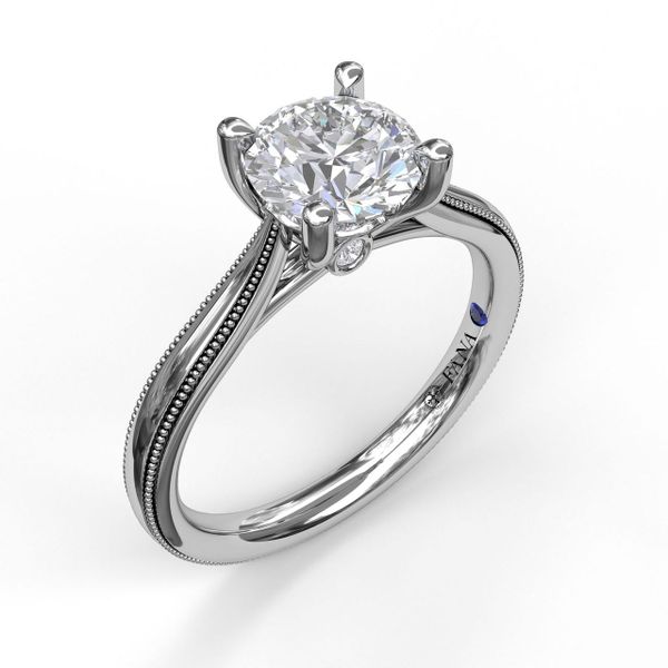 Round Cut Solitaire With Milgrain-Edged Band Jacqueline's Fine Jewelry Morgantown, WV