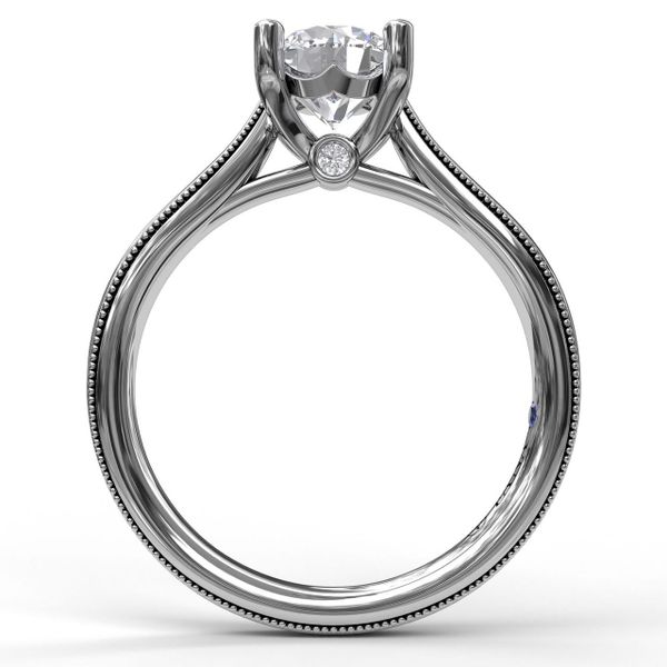 Round Cut Solitaire With Milgrain-Edged Band Image 2 Jacqueline's Fine Jewelry Morgantown, WV