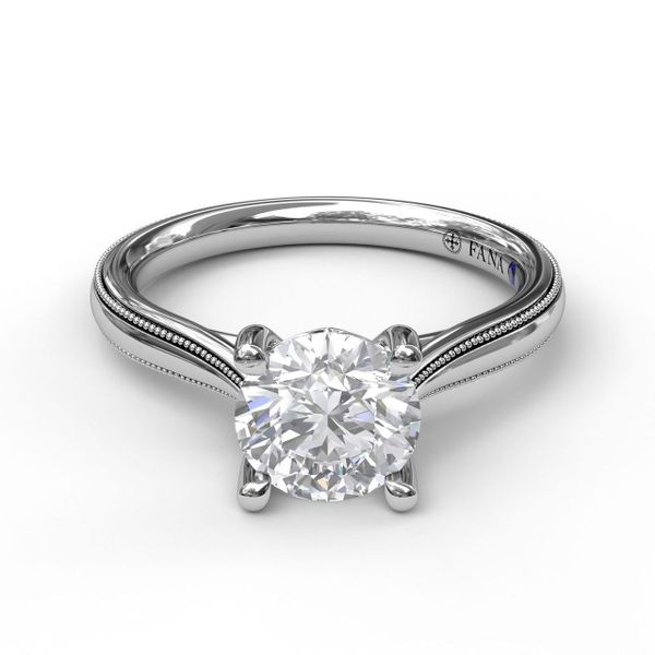 Round Cut Solitaire With Milgrain-Edged Band Image 3 Jacqueline's Fine Jewelry Morgantown, WV