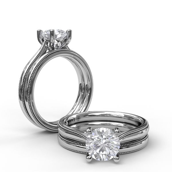 Round Cut Solitaire With Milgrain-Edged Band Image 4 Jacqueline's Fine Jewelry Morgantown, WV