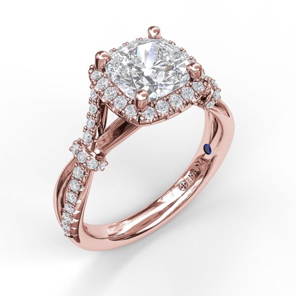Cushion Halo Engagement Ring with a Interwoven Band Almassian Jewelers, LLC Grand Rapids, MI