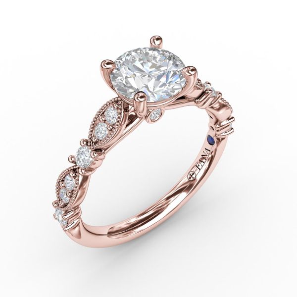 Classic Diamond Engagement Ring with Detailed Milgrain Band Almassian Jewelers, LLC Grand Rapids, MI