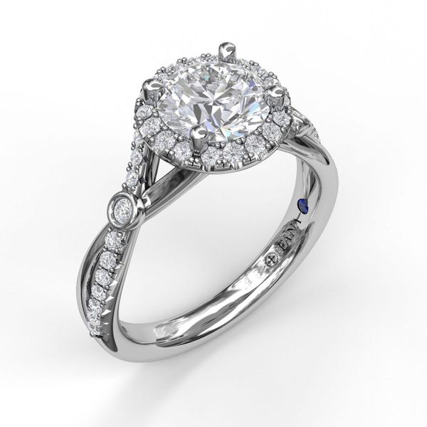 Round Halo Ring With Twisted Pave Band John Herold Jewelers Randolph, NJ