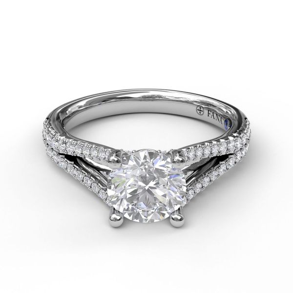 Solitaire With Pave Band Image 3 John Herold Jewelers Randolph, NJ