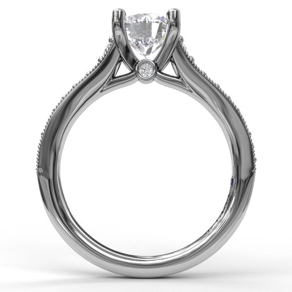 Classic Diamond Engagement Ring with Detailed Milgrain Band Image 2 John Herold Jewelers Randolph, NJ