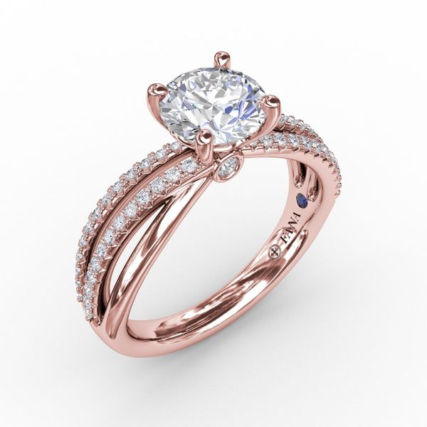 Contemporary Solitaire Diamond Engagement Ring With Multi-Row Split Shank John Herold Jewelers Randolph, NJ