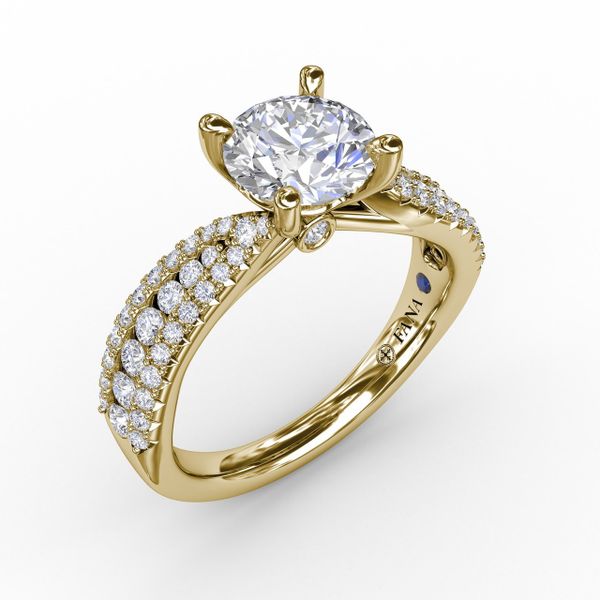 Contemporary Solitaire Engagement Ring With Multi-Row Tapered Diamond Band John Herold Jewelers Randolph, NJ