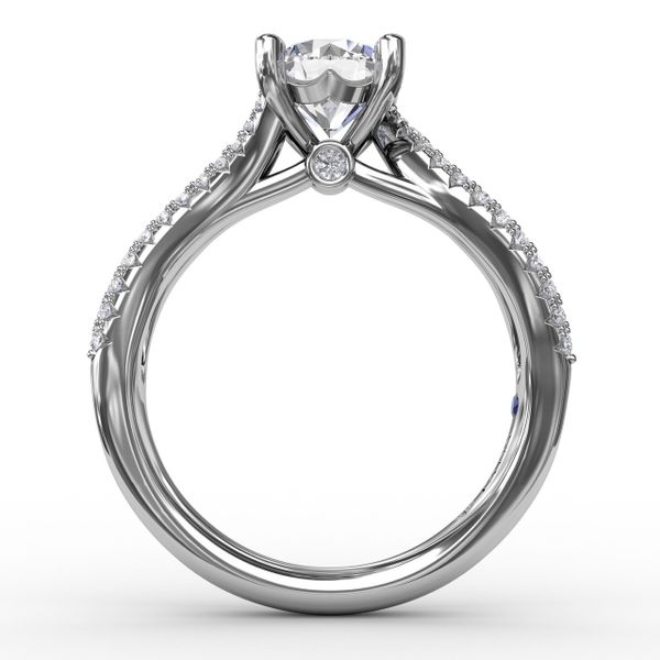 Contemporary Solitaire Engagement Ring With Multi-Row Tapered Diamond Band Image 2 John Herold Jewelers Randolph, NJ