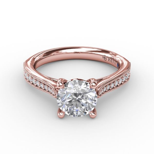 Classic Solitaire Engagement Ring With Milgrain Diamond Band Image 3 Almassian Jewelers, LLC Grand Rapids, MI