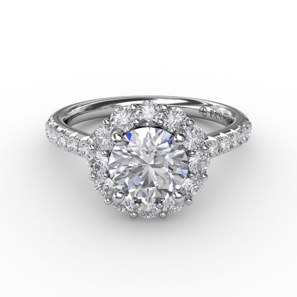 Classic Round Halo Engagement Ring  Image 3 Castle Couture Fine Jewelry Manalapan, NJ