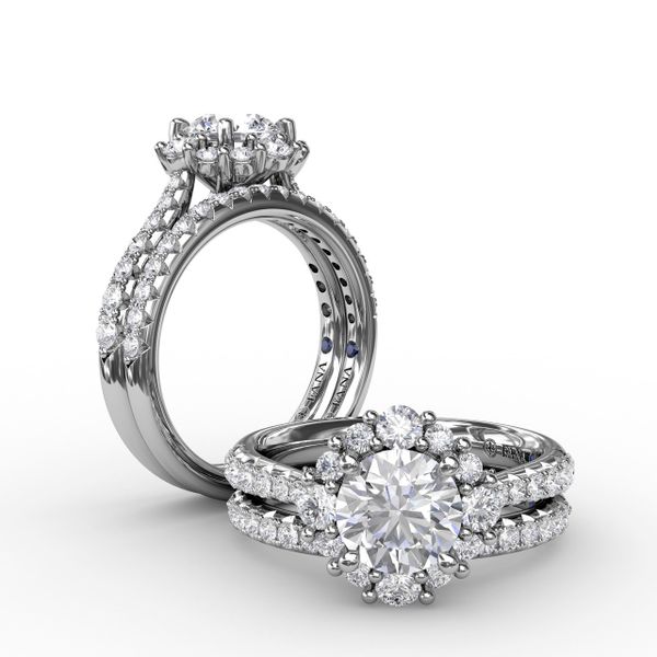 Contemporary Engagement Ring With Prong-Set Diamond Halo Image 4 John Herold Jewelers Randolph, NJ